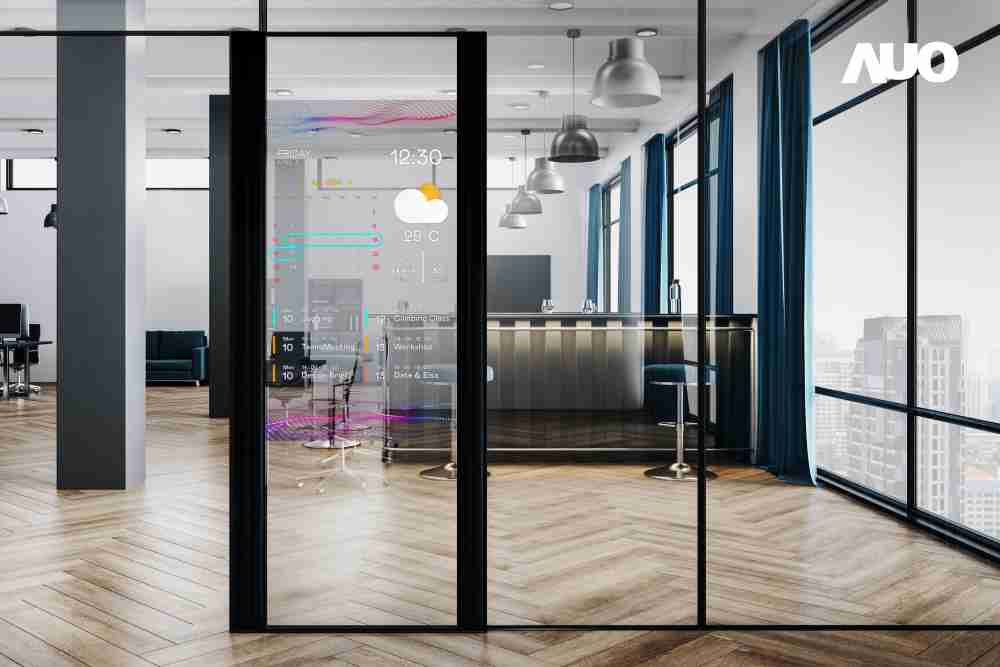 60吋Micro LED透明窗屏显示器，，，可依需求调整并延伸应用于不同场域，，，包括汽车侧窗或家庭玄关、、智慧橱窗、、、、商业展示等面向，，，提供丰富的信息娱乐内容